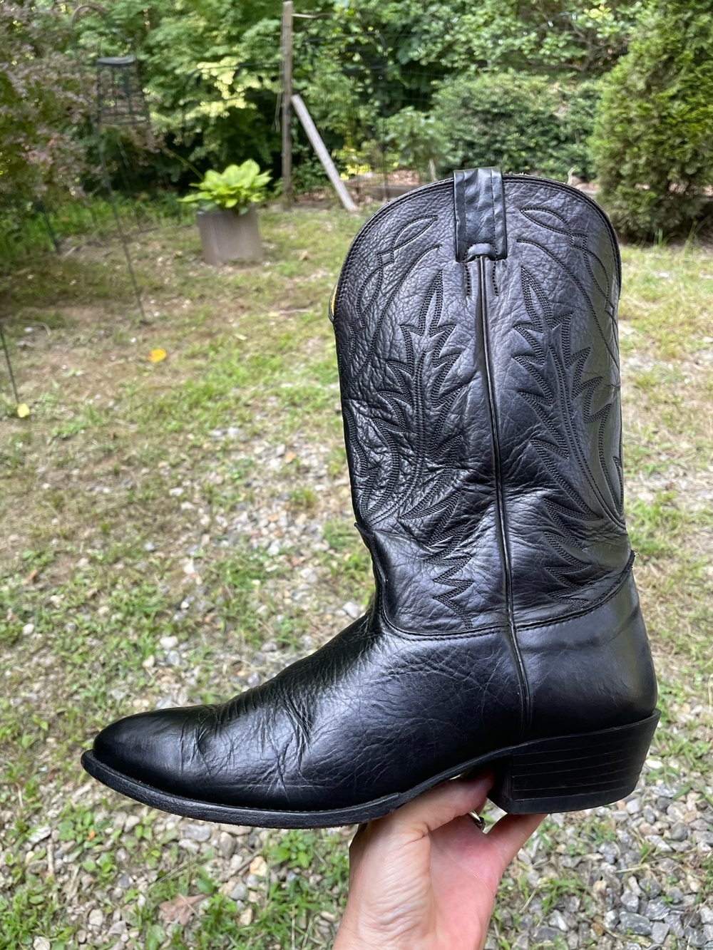 Nocona Vintage Black Cowboy Boots Size 10.5 - Picture 4 of 14